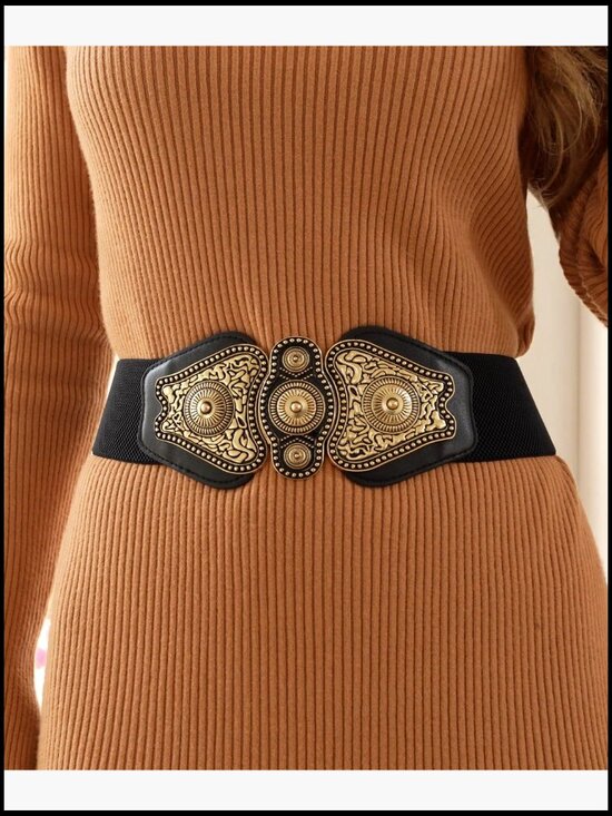 Wide Elastic Stretch Vintage Antique Retro Buckle Belt main image 4